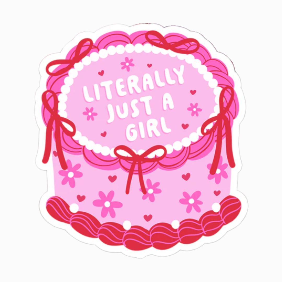 Pink vinyl cake sticker "literally just a girl"