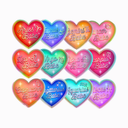 Zodiac heart stickers