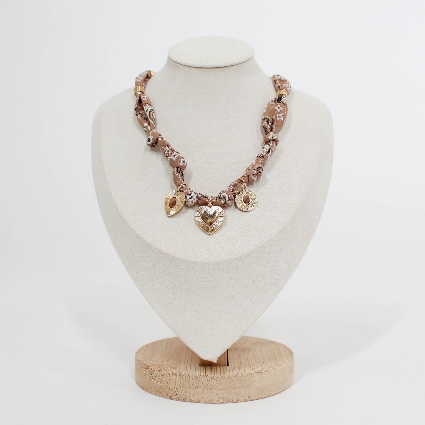 bandana necklace with gold charms