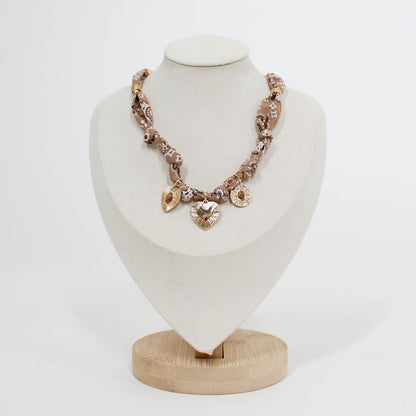 bandana necklace with gold charms