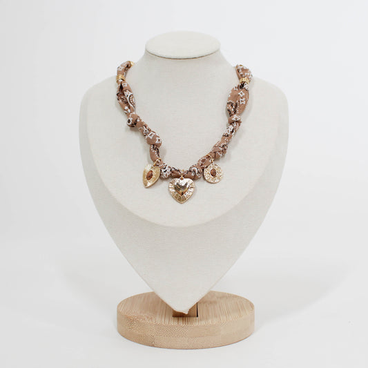 bandana necklace with gold charms