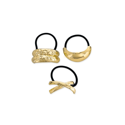 black hair ties with gold details