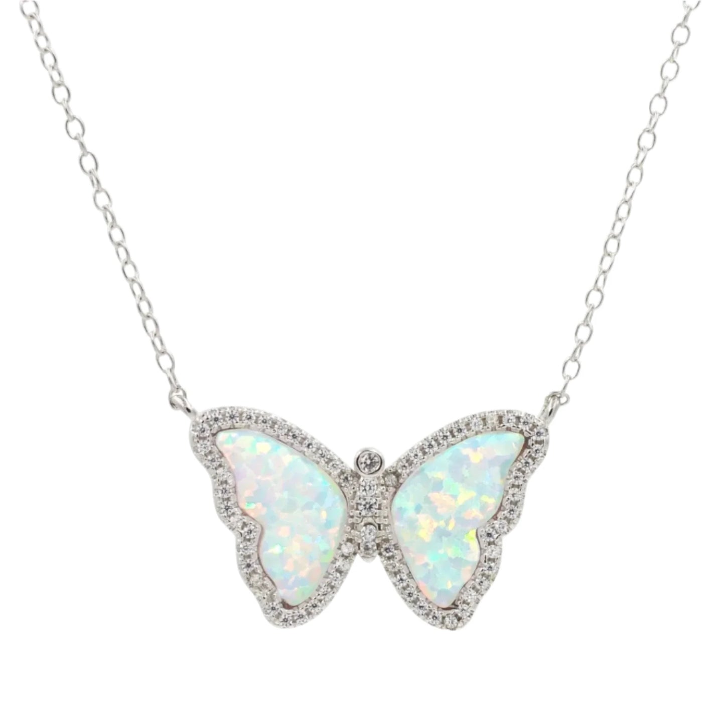 blue opal butterfly necklace