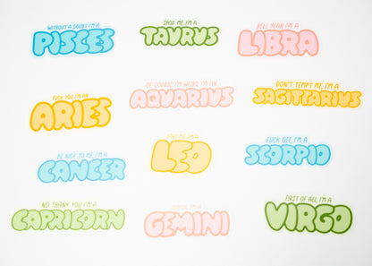 bubble letter zodiac stickers