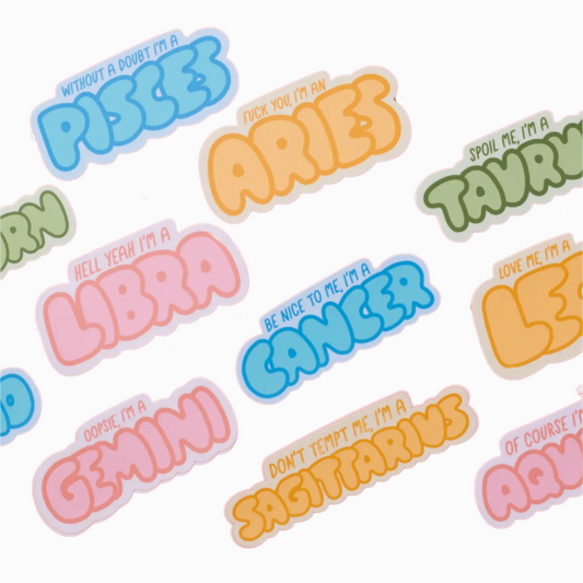 bubble letter zodiac stickers