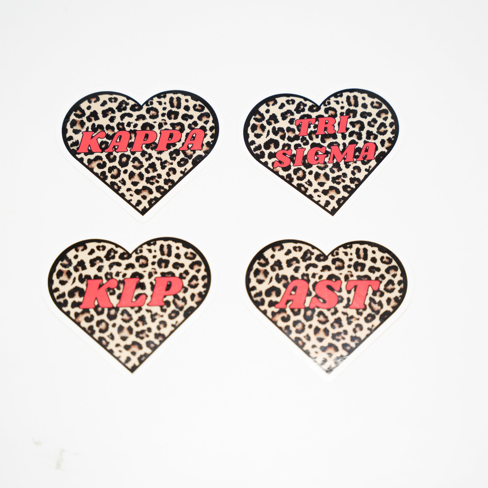 sorority sticker, cheetah, red