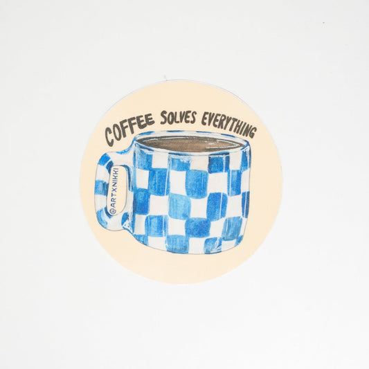 coffee sticker, blue mug sticker