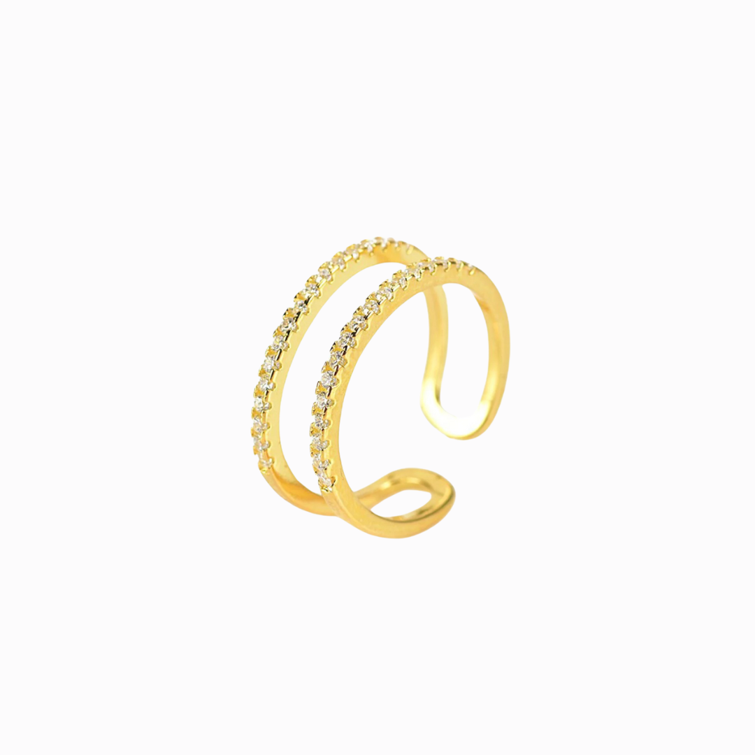 gold Diamond Double Band Ring