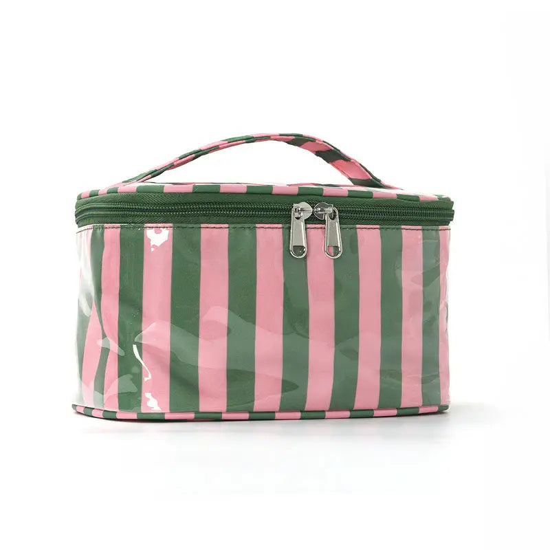 Color Block Striped Large Capacity Makeup Bag
