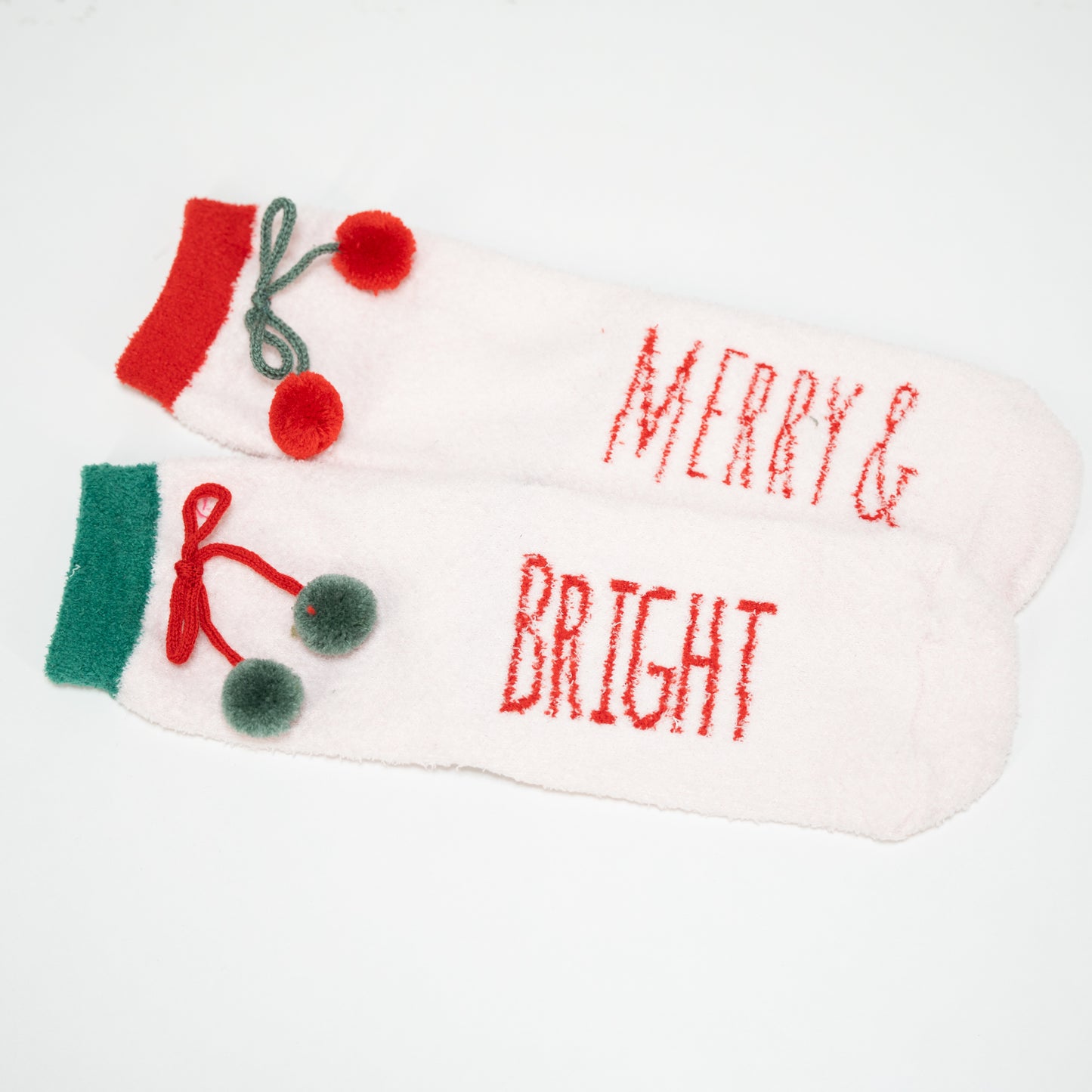 merry and bright fuzzy socks 