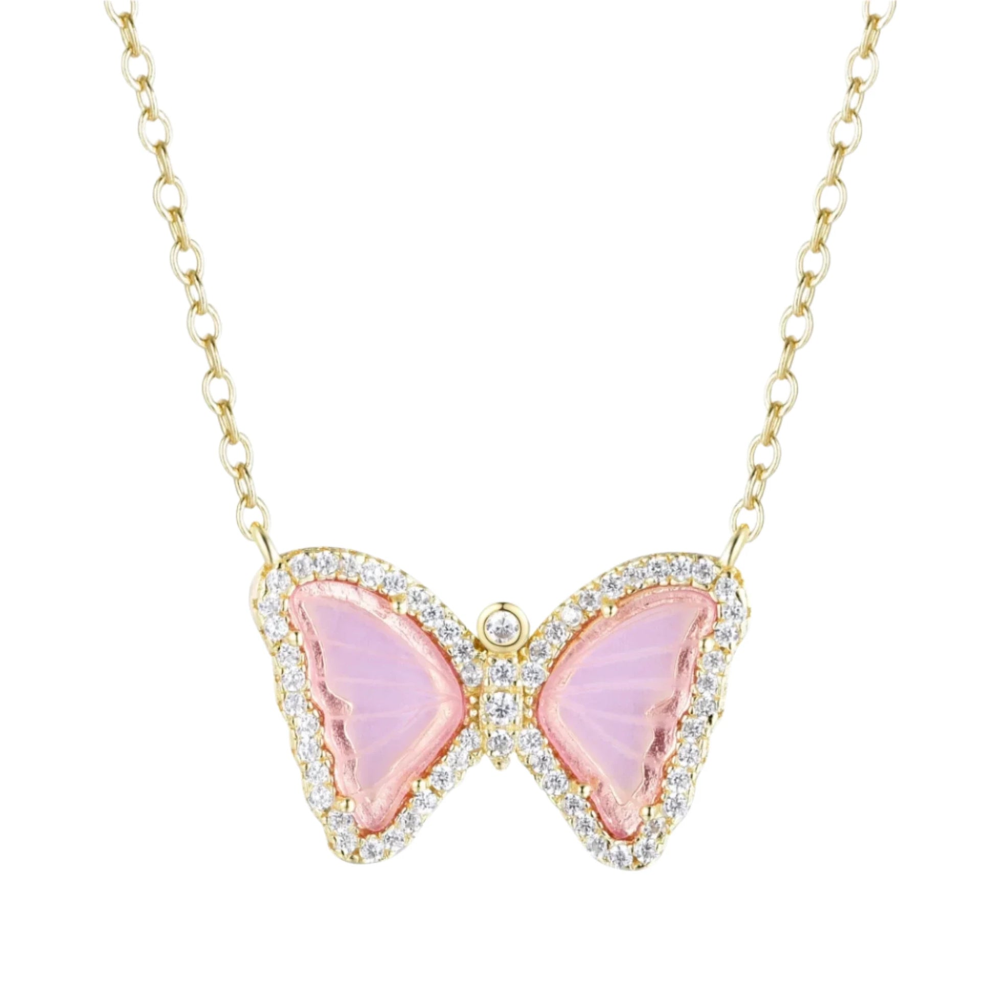 pink diamond butterfly necklace