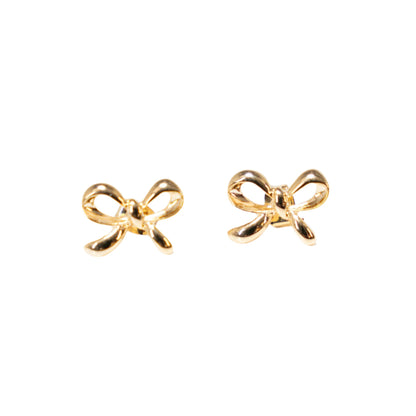 gold ribbon bow earrings