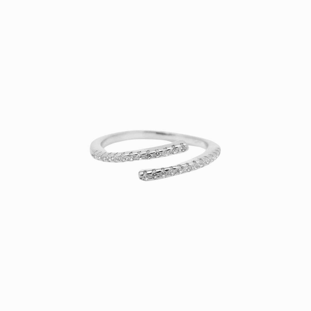 silver diamond spiral ring