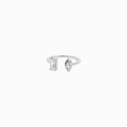 silver diamond two stone rings