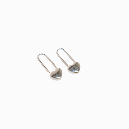 silver heart paperclip earrings