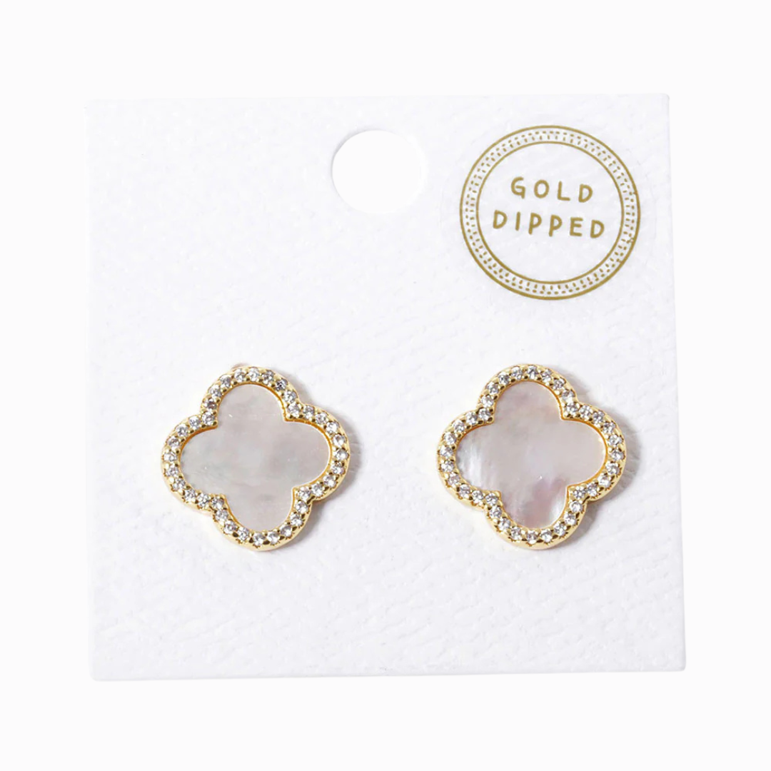 white gold clover studs