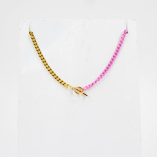 Gold & Enamel Chain Necklace