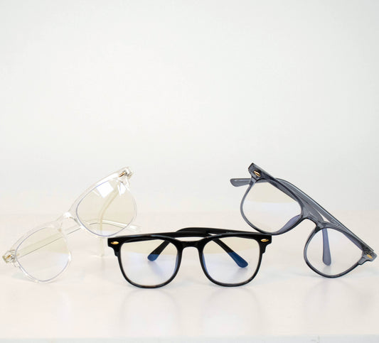 Clear blue light glasses, Black blue light glasses, Gray blue light glasses